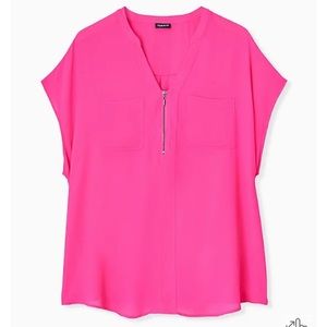 MUST GO | GEORGETTE ZIP-FRONT DOLMAN BLOUSE